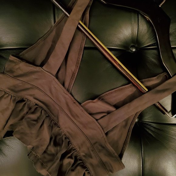 URBAN OUTFITTERS Olive Green Crop Top - Picture 3 of 4